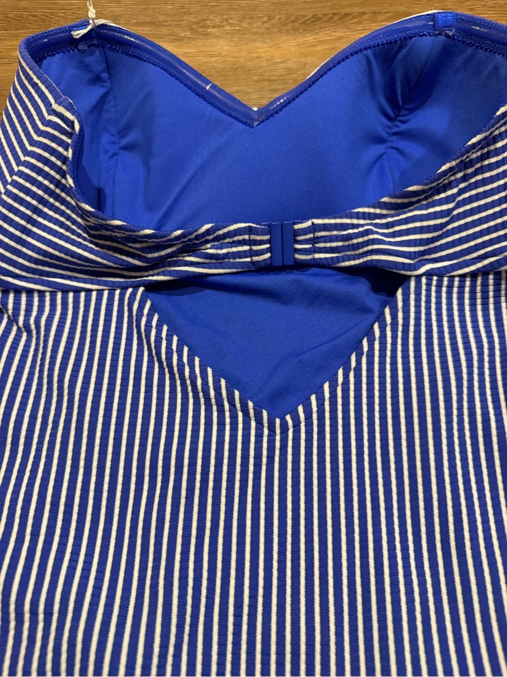 Seafolly Bandeau One Piece Swimsuit Blue White Stripe US 10 C/D Cup - Picture 4 of 6